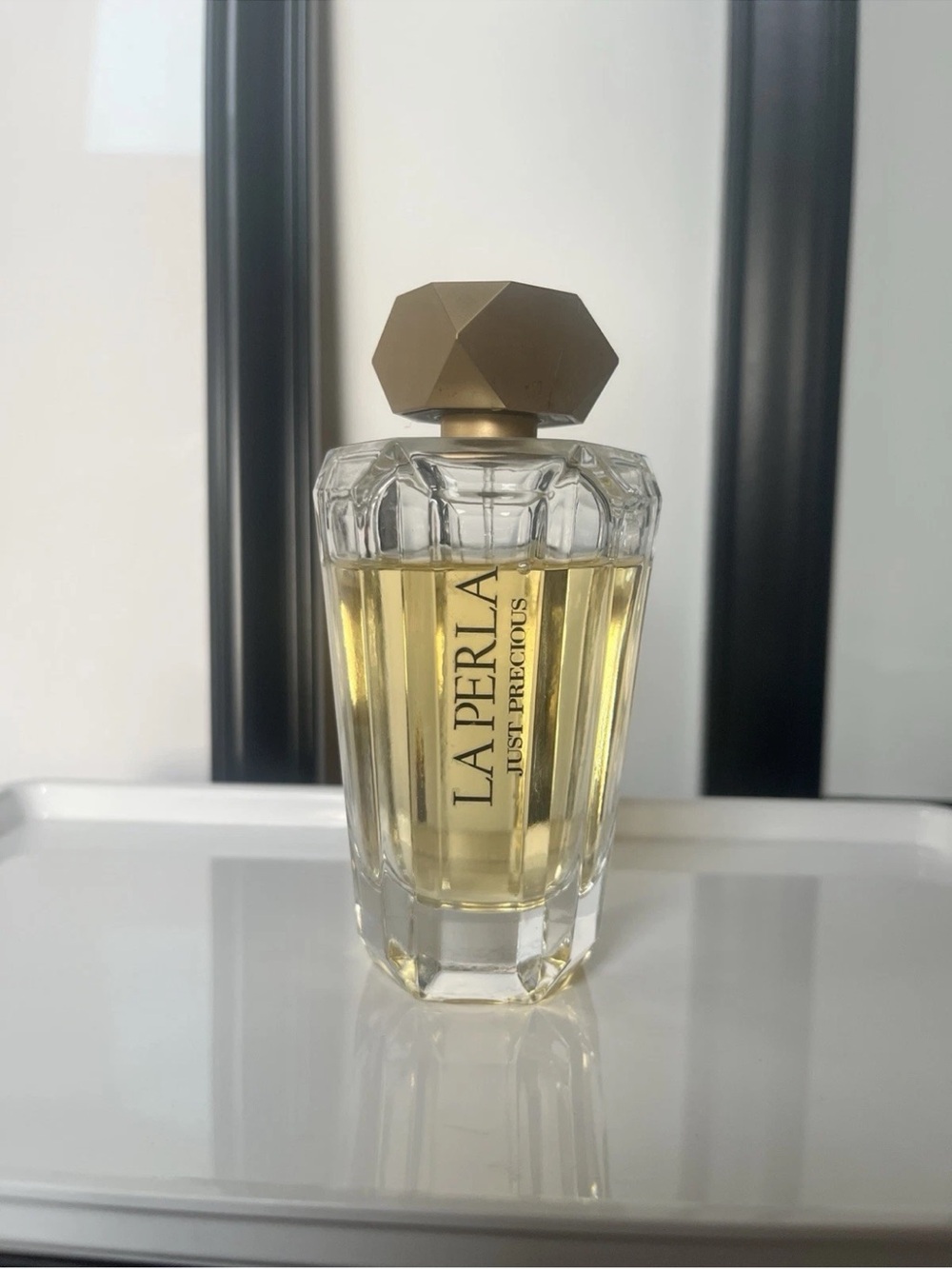 La Perla Just Precious Perfume — Gold Cap, Clear Bottle with Light Amber Liquid